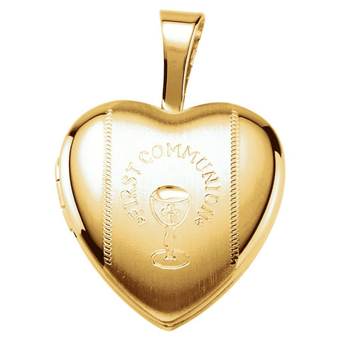 Gold Plated & Sterling Silver First Communion Heart Locket