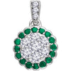 14k White Gold Emerald & 1/3 ctw. Diamond Pendant