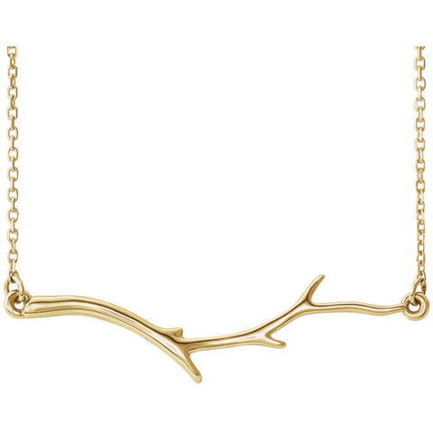 14k Yellow Gold Branch Bar 16-18" Necklace