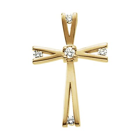 14k Yellow Gold .08 CTW Diamond Cross Pendant