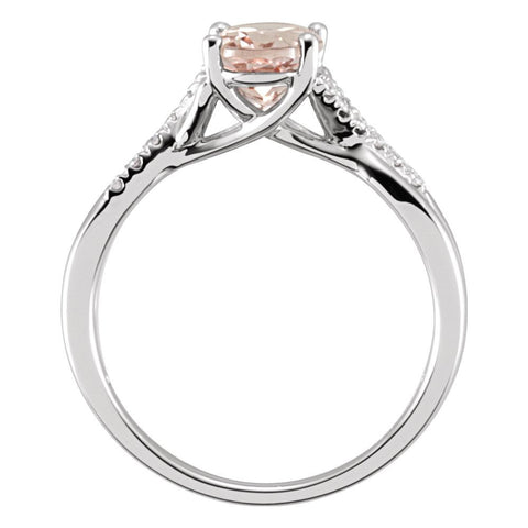 14k White Gold Morganite & .06 CTW Diamond Ring Size 7