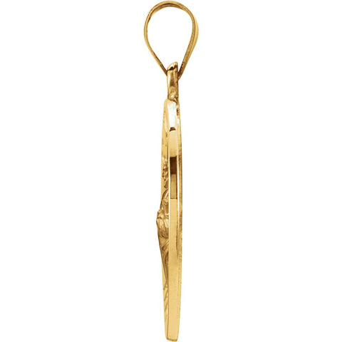 14k Yellow Gold 22mm Hollow Round St. Jude Medal