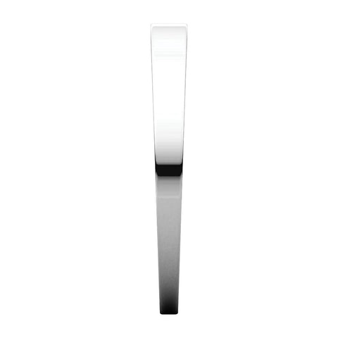 14k White Gold 2.5mm Flat Tapered Band, Size 8