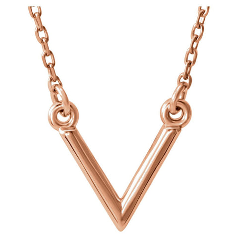 14k Rose Gold "V" 16.5" Necklace