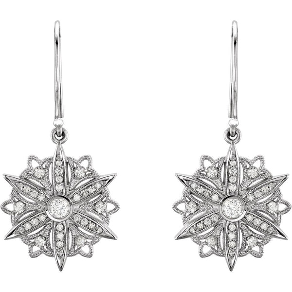 Sterling Silver 1/2 CTW Diamond Vintage-Style Dangle Earrings