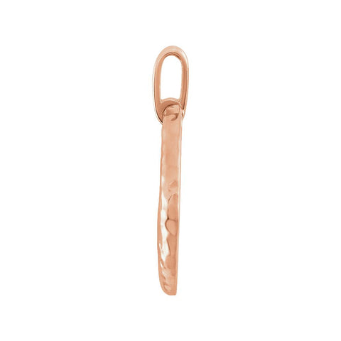 14k Rose Gold Hammered Circle Pendant