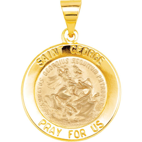 14k Yellow Gold 18.25mm Round Hollow Miraculous Medal