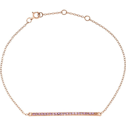 14k Rose Gold Pink Sapphire 8" Bracelet