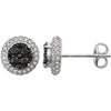 14K White Gold 1/2 CTW Diamond Black & White Halo Earrings