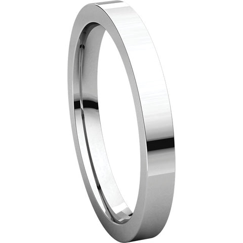 14k White Gold 2.5mm Flat Comfort Fit Band, Size 10