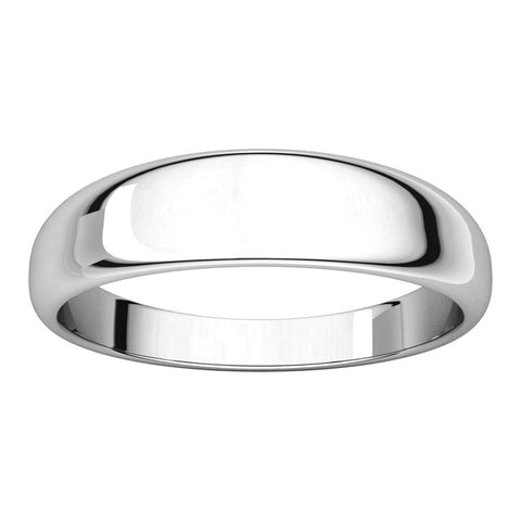 14k White Gold 5mm Half Round Tapered Band, Size 7