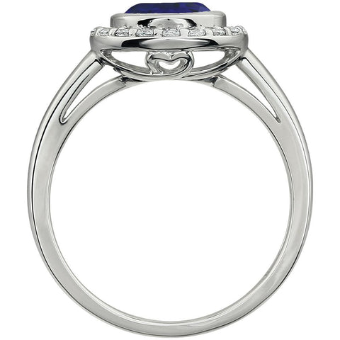 Sterling Silver Dark Blue Cubic Zirconia Ring, Size 7