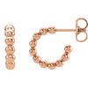 14k Rose Gold 12mm Beaded Hoop Earrings