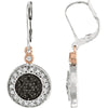 Pair of 1/3 CTTW Two-Tone Black and White Diamond Lever Back Earrings in 14K White and Rose Gold