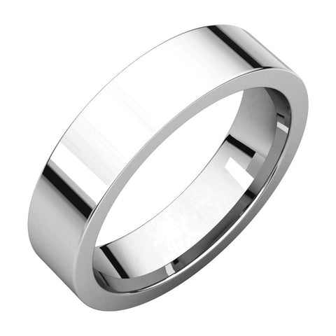 14k White Gold 5mm Flat Comfort Fit Band, Size 10