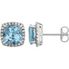 14K White Gold Sky Blue Topaz & 0.06 CTW Diamond Earrings
