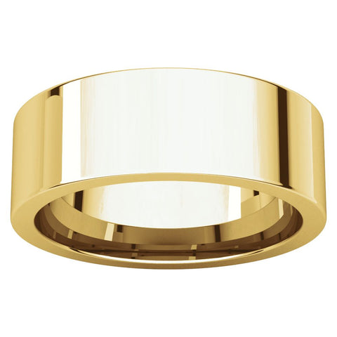 14k Yellow Gold 7mm Flat Comfort Fit Band, Size 7.5