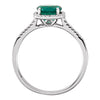 Sterling Silver Lab-Grown Emerald & .01 CTW Diamond Ring, Size 6