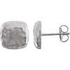 14K White Gold Hammered Square Earrings