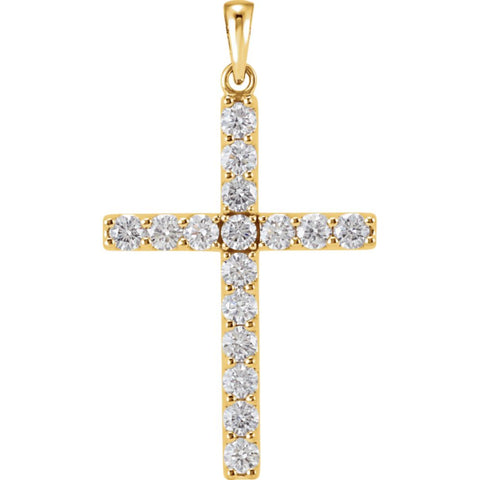 14k Yellow Gold 1 1/4 CTW Diamond Cross Pendant