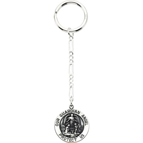 Sterling Silver 25mm Guardian Angel Key Chain
