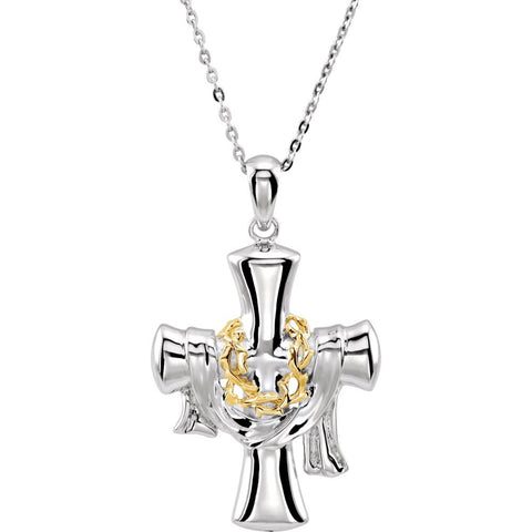 Sterling Silver Easter Message 18" Cross Necklace