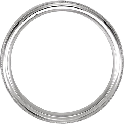 14k White Gold 5mm Half Round Comfort Fit Milgrain Hammer Finish Band Size 11