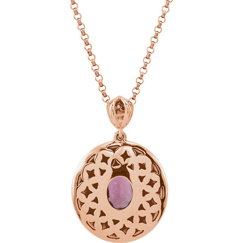 14k Rose Gold Pink Tourmaline & 1/5 CTW Diamond 18" Necklace