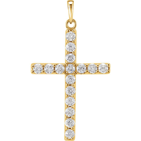 14k Yellow Gold 1/4 CTW Diamond Cross Pendant