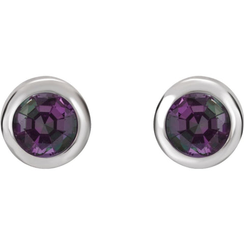 14k White Gold Chatham® Created Alexandrite Earrings