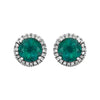 14k White Gold Created Emerald & 1/8 CTW Diamond Earrings