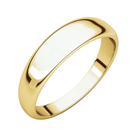 14k Yellow Gold 5mm Half Round Tapered Band, Size 8