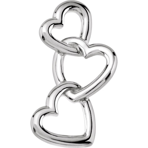 14k White Gold Linked Hearts Pendant