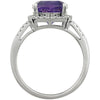 14k White Gold Amethyst & .03 CTW Diamond Ring, Size 7