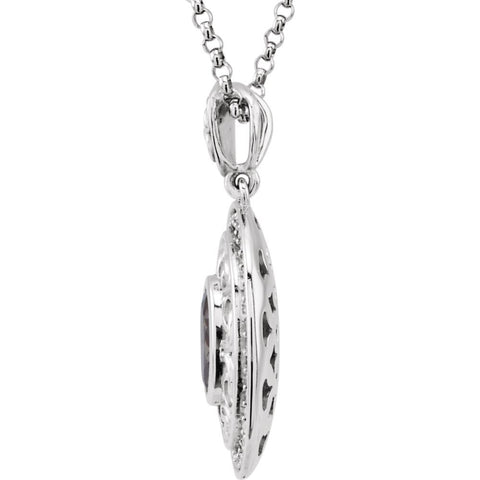 14k White Gold Iolite & 1/8 CTW Diamond 18" Necklace