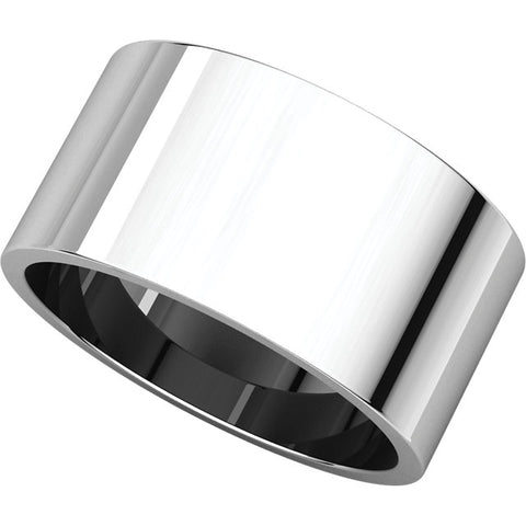 14k White Gold 10mm Flat Band, Size 10.5