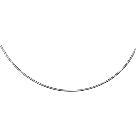 Sterling Silver 2mm Round Omega 16.5" Chain with 2" Extension