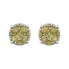 14k White Gold 3/8 CTW Yellow Diamond Cluster Earrings