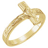 14k Yellow Gold Men's Crucifix Chastity Ring, Size 8