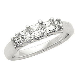 14k White Gold 3/4 CTW Diamond Anniversary Band, Size 7