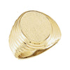 16.00X14.00 mm Men's Signet Ring with Brush Finished Top in 14k Yellow Gold ( Size 10 )