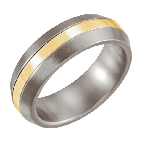 Titanium & 14k Yellow Gold Inlay 6mm Satin Finished Band Size 11