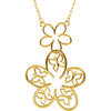 Floral & Butterfly Center or Necklace in 14K Yellow Gold