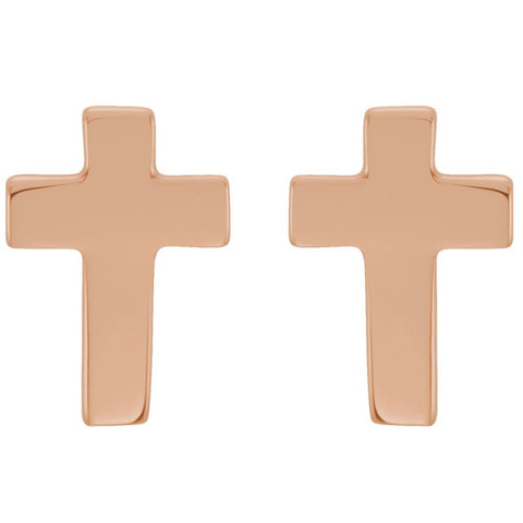 14k Rose Gold 7x5mm Cross Earrings