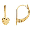14K Yellow Gold Heart Lever Back Kids Earrings