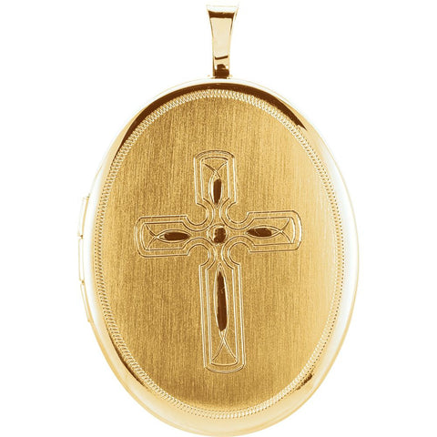 Gold Plated & Sterling Silver Oval Cross Locket