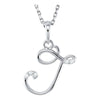 0.03 CTW Diamond 18 Inch Necklace with initial 'J' in Sterling Silver