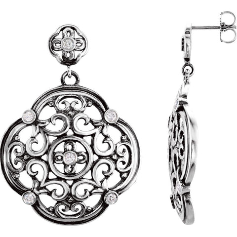 Sterling Silver 1/3 CTW Diamond Filigree Earrings