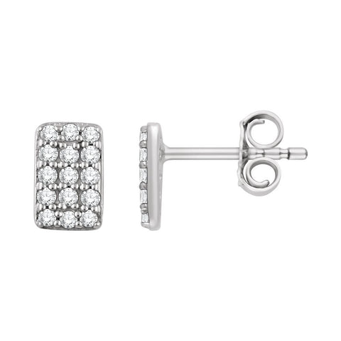 14k White Gold 1/5 CTW Diamond Rectangle Cluster Earrings