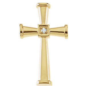 14k Yellow Gold .029 CTW Diamond Cross Pendant